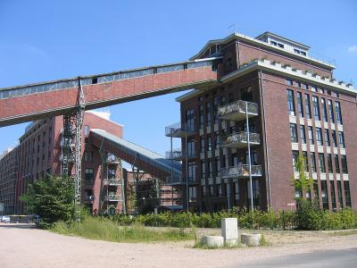 Blick auf die Wohngebäude