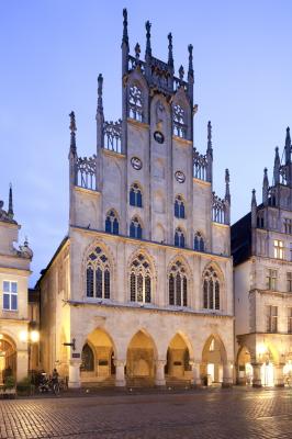 Rathaus Münster in der Dämmerung