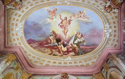 Deckenmalerei Christif Auferstehung im Gebetsraum des Fürstbischofs