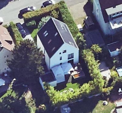 Schrägluftbild von Westen, Umbau Haus Niemann