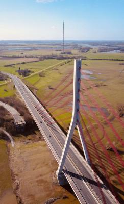 Rheinbrücke Wesel aus der Luft