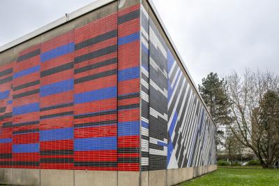 Audimax der ehem. FH Düsseldorf, Fassade aus Blickrichtung Westen
