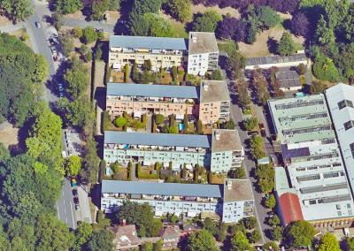 Schrägluftbild von Süden, Siedlung Immermannstraße 