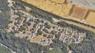 Eichkampsiedlung, Schrägluftbild von Westen