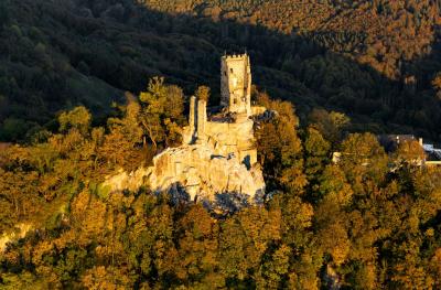 Burgruine Drachenfels Luftbild