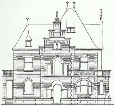 Aufriss Seitenfront der Villa Ermekeil