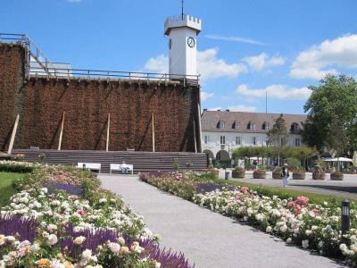 Blick vom Rosengarten zum Gradierwerk II. vor dem Abriss