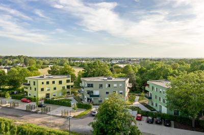 Typenhäuser für Geflüchtete, Schrägluftbild