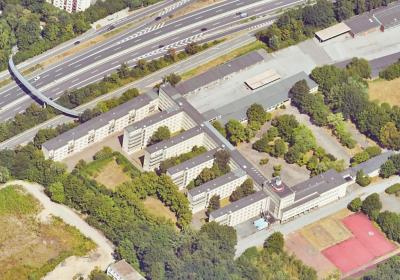 Schrägluftbild von Süden, Staatliche Polizeiunterkunft Essen