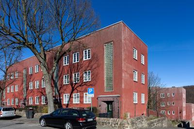 Hagen, Cuno-Siedlung, gestaffelte Gebäuderiegel talwärts