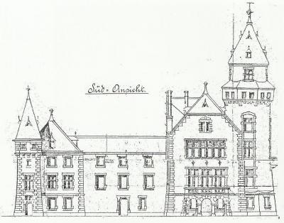 historischer Plan, Ansicht von Süden