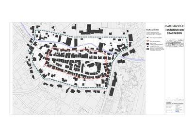 Der Grundriss des Stadtkerns aus dem 16. Jh. im  Stadtgefüge  