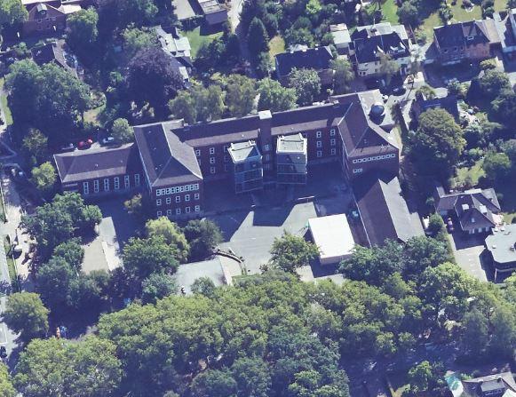 Schrägluftbild von Westen, Erweiterung der Schiller-Schule Bochum