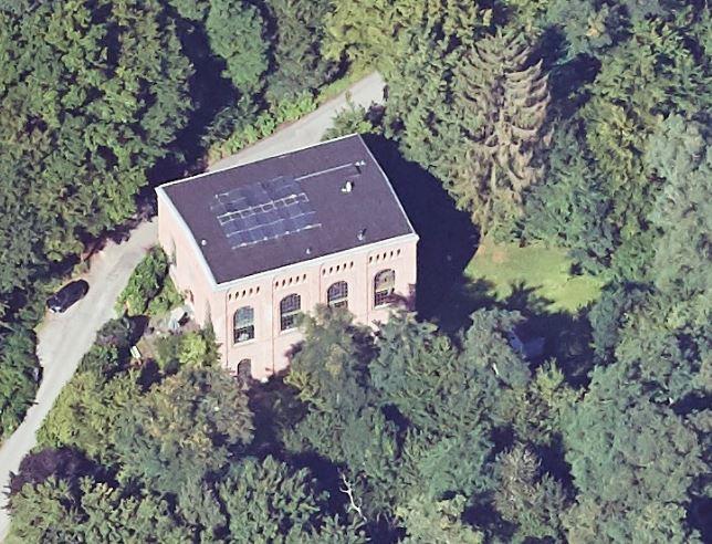 Schrägluftbild von Osten, Ehemalige Machinenhalle der Zeche Hasenwinkel
