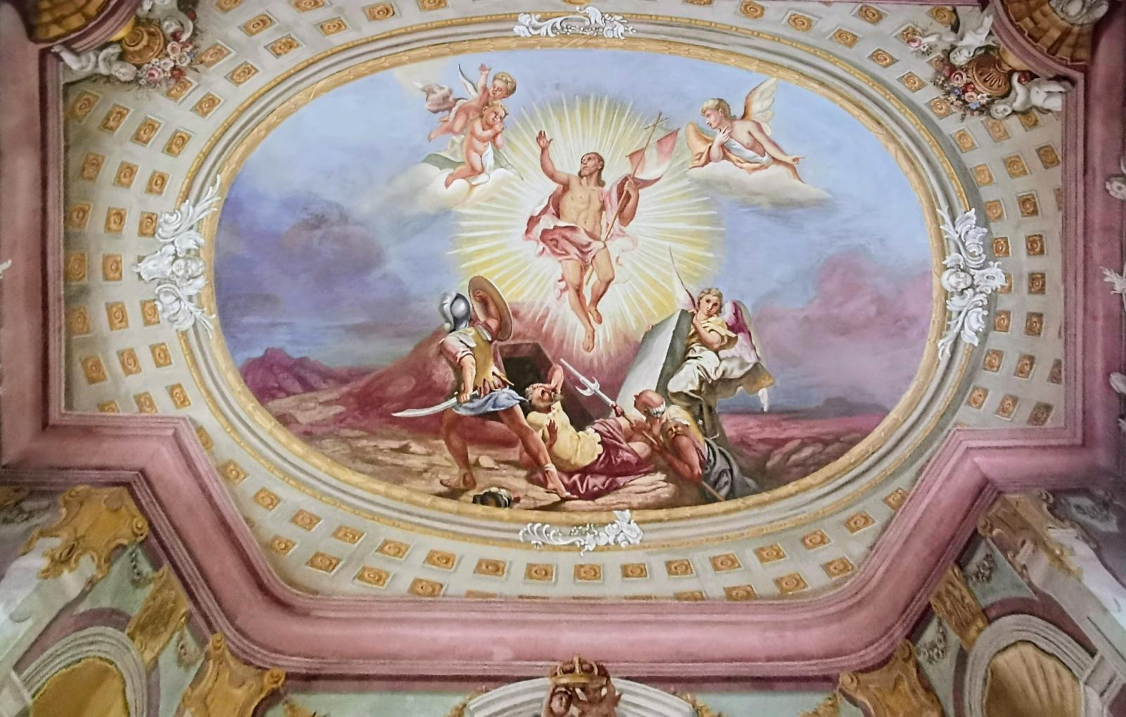 Deckenmalerei Christif Auferstehung im Gebetsraum des Fürstbischofs