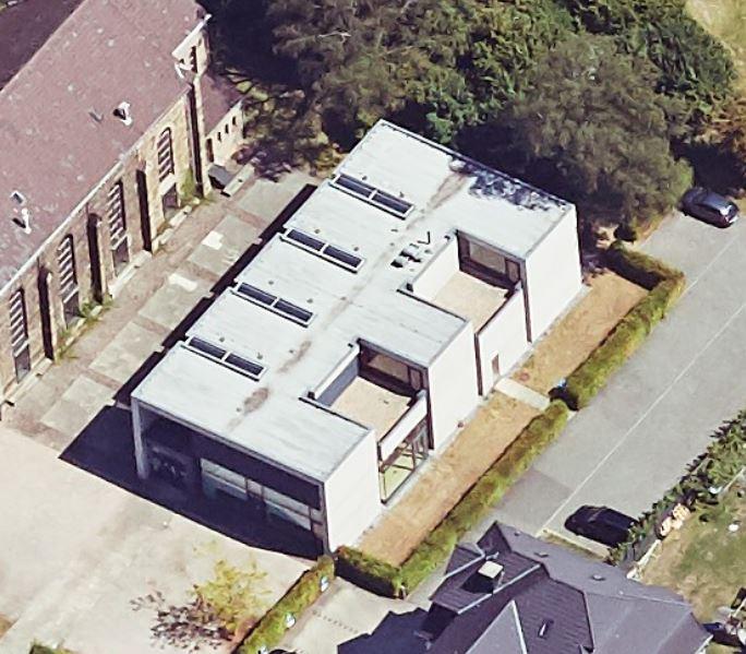 Schrägluftbild von Westen, Gemeindehaus Philipp-Nicolai Kirche 