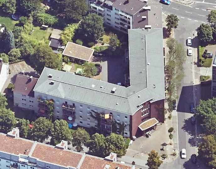 Schrägluftbild von Westen, Beginenhof Essen