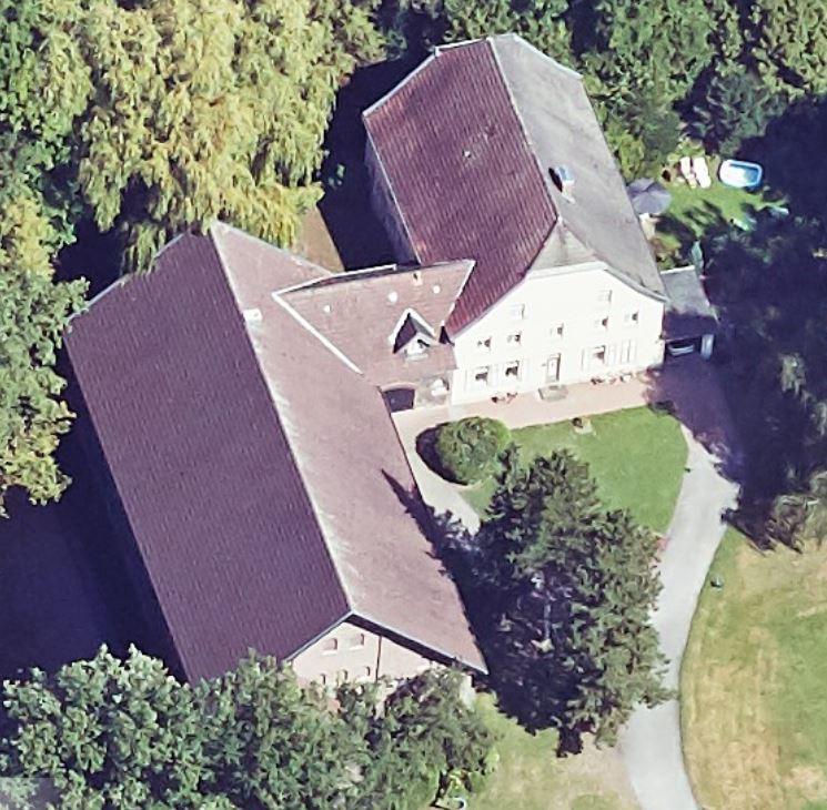 Schrägluftbild von Süden, Sanierung Gutswohnhaus Gräftenhof in Suderwich (Recklinghausen)