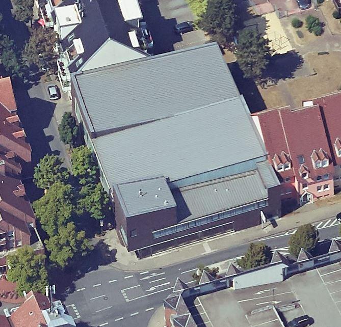 Schrägluftbild von Osten, Neubau Doppelsporthalle Brüderstraße Hamm