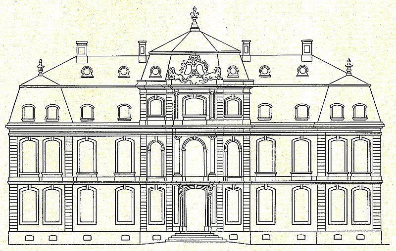 Schloss Jägerhof , Ausgeführter Entwurf von J. Couven, 1751