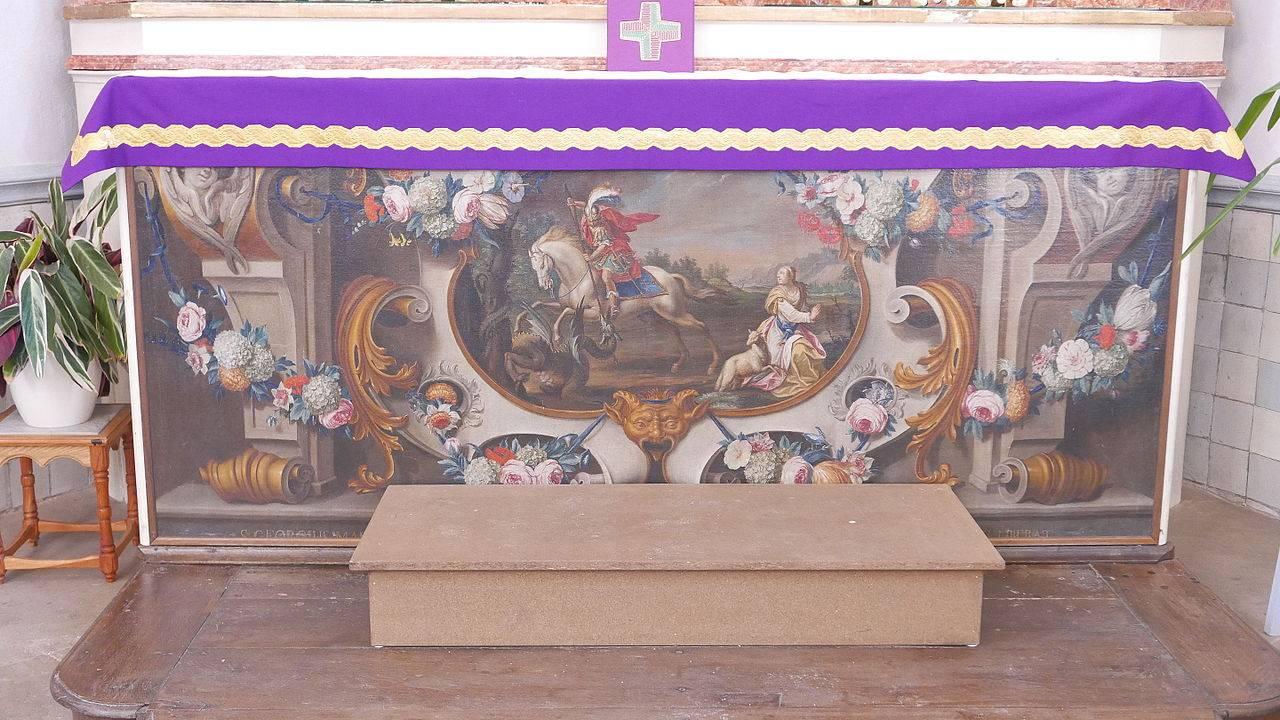 Kreuzkapelle, Altar mit Gemälde
