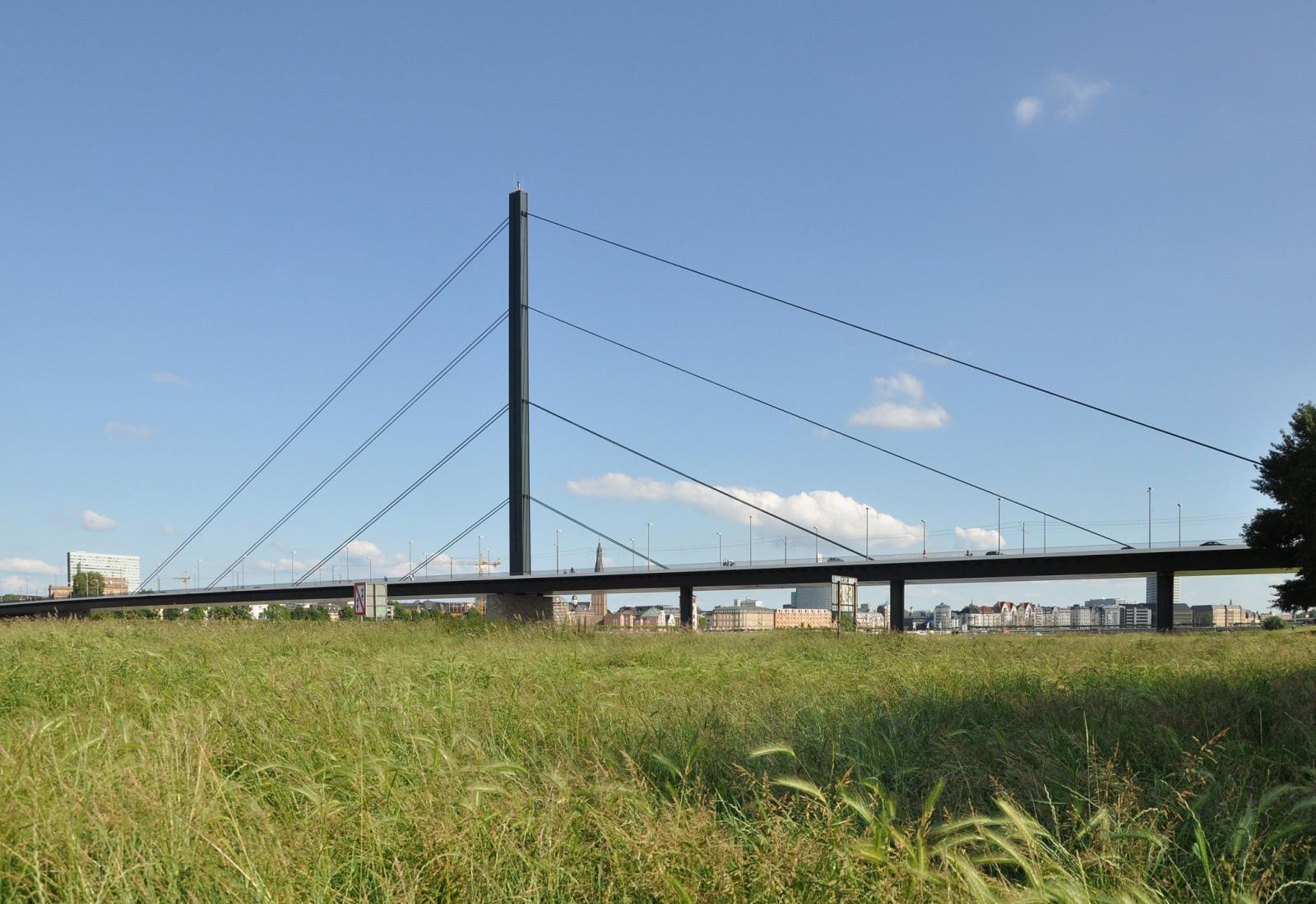 Oberkasseler Brücke, Pylon mit Kabeln