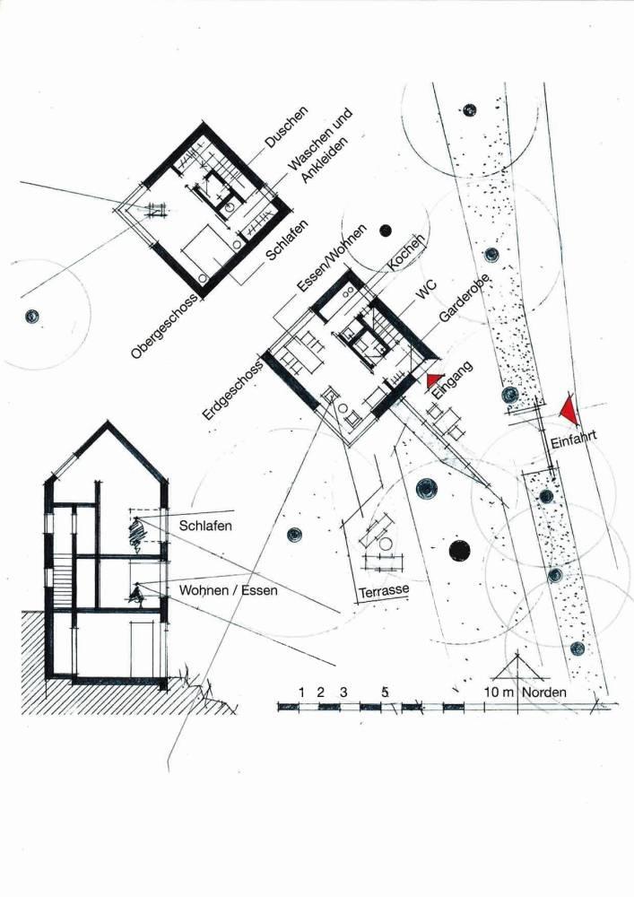 Grundrisse und Schnitt Gästehaus Kronenburg