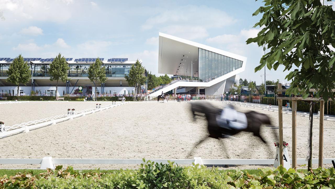 Erweiterung Dressurstadion, Seitenansicht