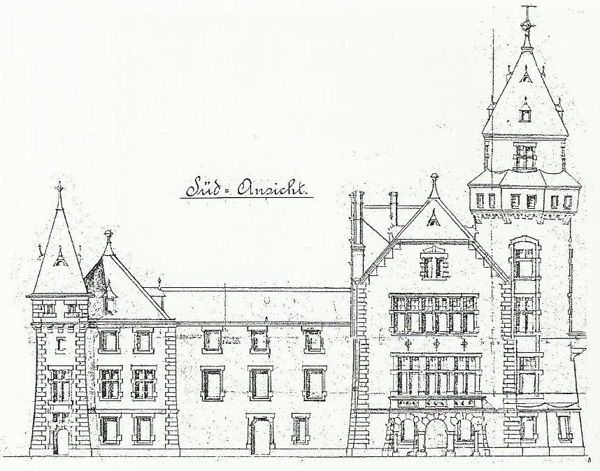 historischer Plan, Ansicht von Süden