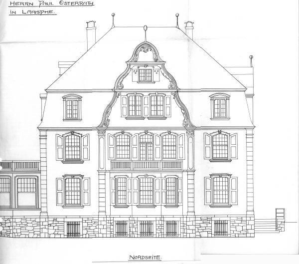 Ansichtszeichnung der Villa Osterrath 1910